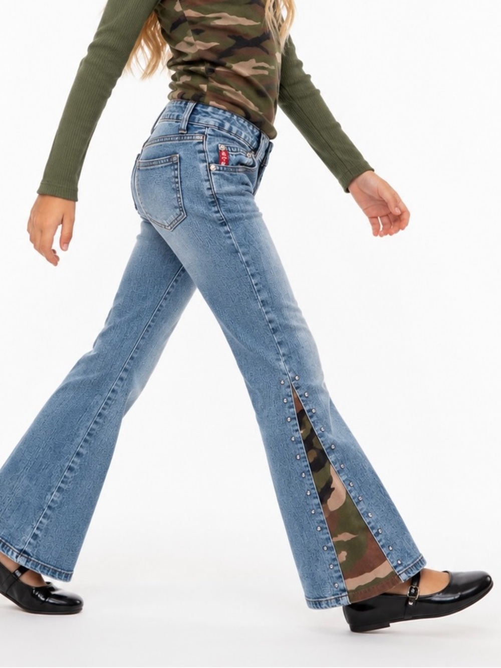 Y2K Vintage MUDD Camo Flare Studded Jeans Girls Size 8